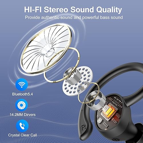 Miniatura 2 de Auriculares inalámbricos, auriculares Bluetooth 5.4 2026 estéreo de alta fidelidad, auriculares Bluetooth con micrófono ENC con cancelación de Mate