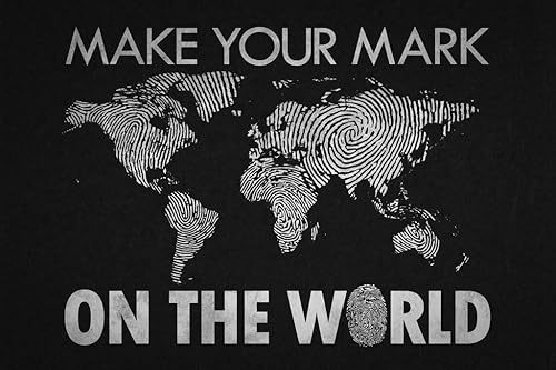 Haz tu marca en el mundo mapa negro de viaje mapa del mundo huellas dactilares en detalle, carteles de mapa para pared, decoración de pared,