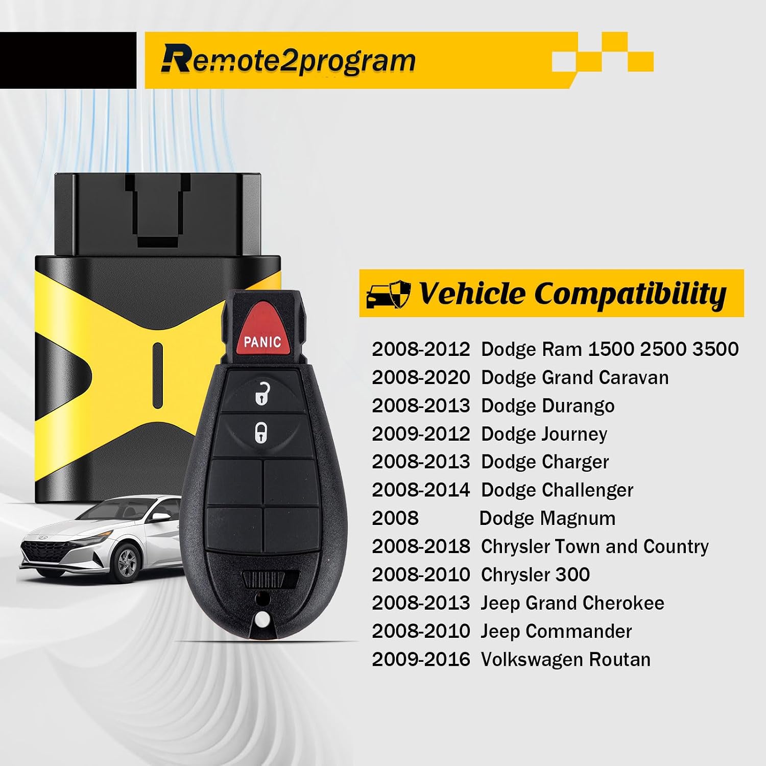 Fobik Key Fob, Keyless Entry Remote Replacement for 2008-2012 Dodge Ram/Challenger and 2008-2013 Grand Cherokee with FCC: IYZ-C01C or M3N5WY783X