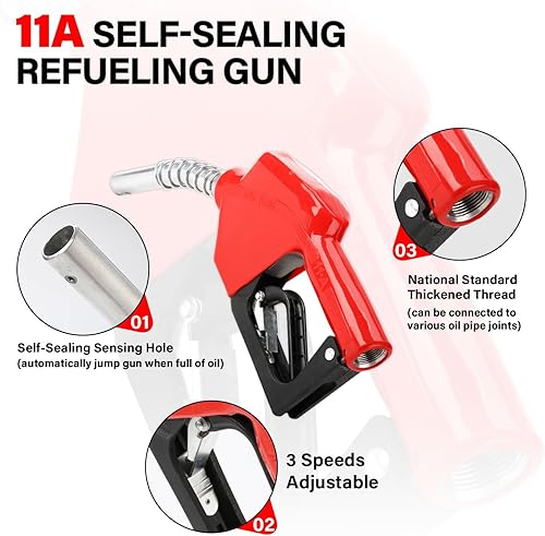 Miniatura 4 de Kit de bomba de transferencia de combustible diesel, kit de bomba de transferencia autocebante eléctrica de 12 V con boquilla de aluminio y manguera