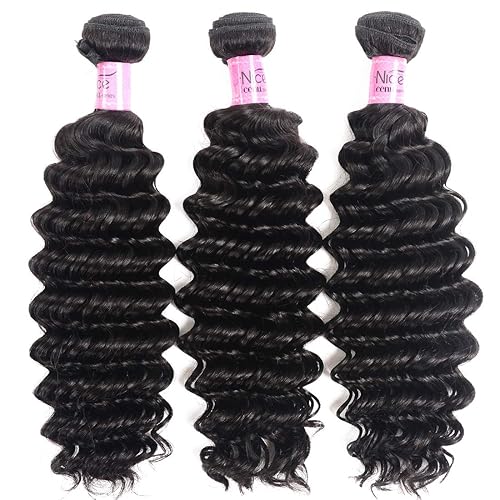 Miniatura 6 de UNICE cabello virgen peruano de buena calidad ondulado profundo 3 paquetes de cabello humano verdadero extensiones entramadas de color natural