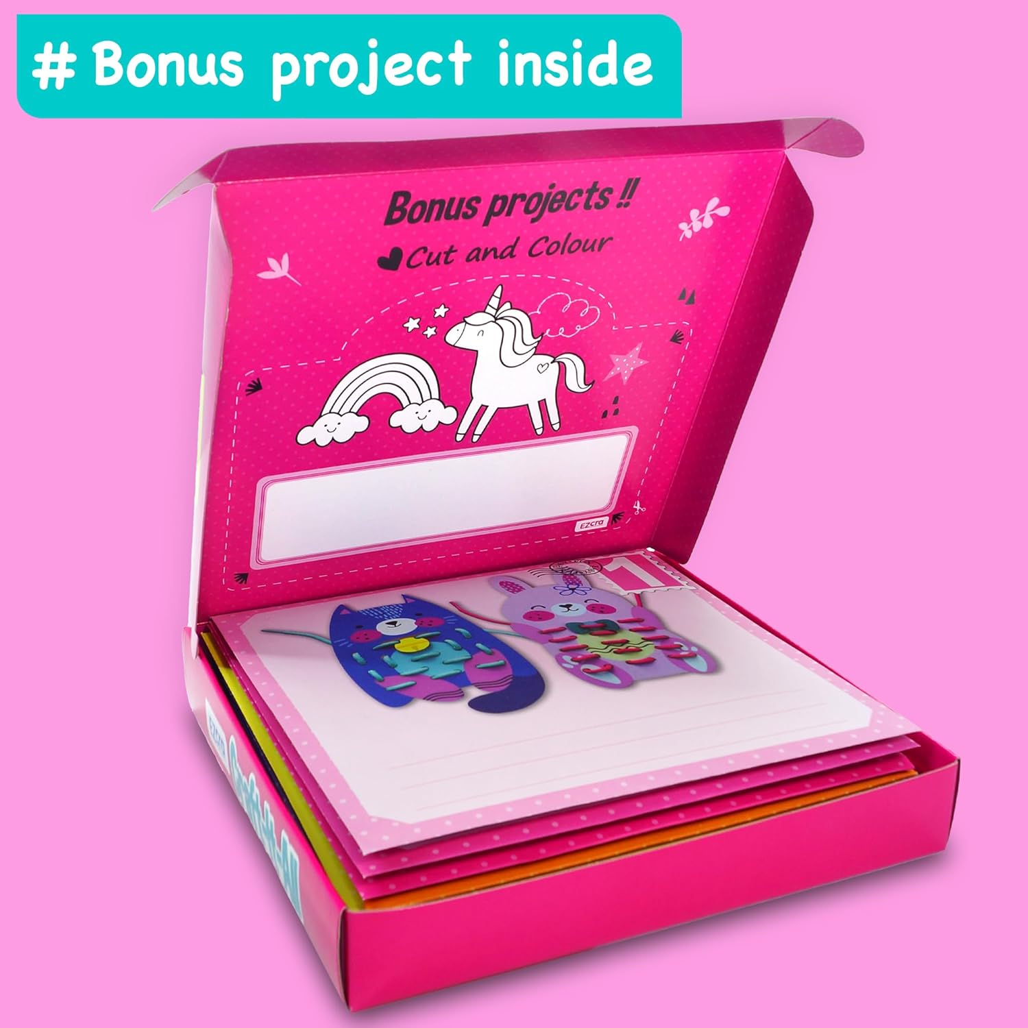 EZCRA Unicorn Craft Kits for Kids Ages 4-8 – 21 Projects in 1 Craft Box for Kids – All Inclusive No Mess Arts and Crafts Kit, Educational Activity Box for Girls