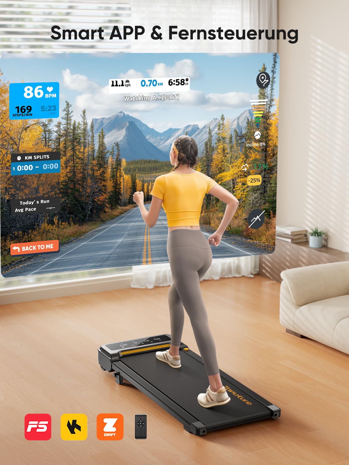 Amazon | TOPUTURE ルームランナー 傾斜9% 時速1~10km 電動ランニング