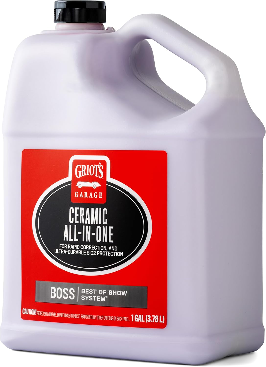 Griot's Garage BOSS Ceramic All-in-One, Multifunctional Car Wax, Polish Compound, SiO2 Coating, High-Gloss Automotive Swirl Remover, Auto Detailing Supplies, One Gallon, 10899
