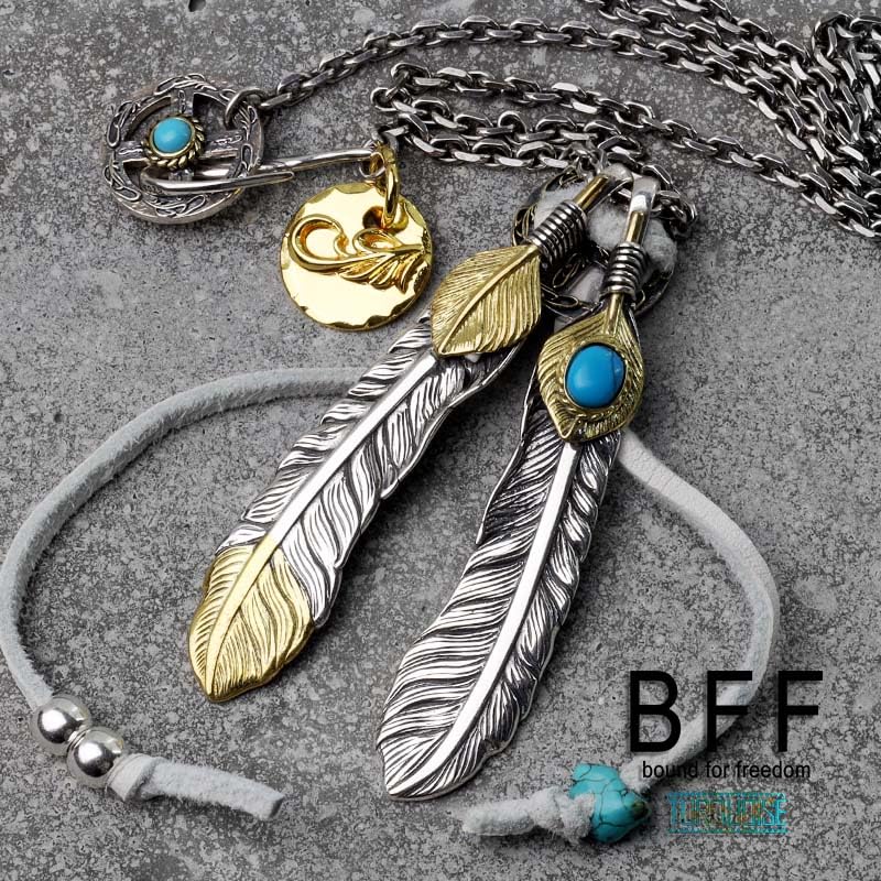 Amazon | [BFF] ブランド フェザーネックレス メンズ シルバー