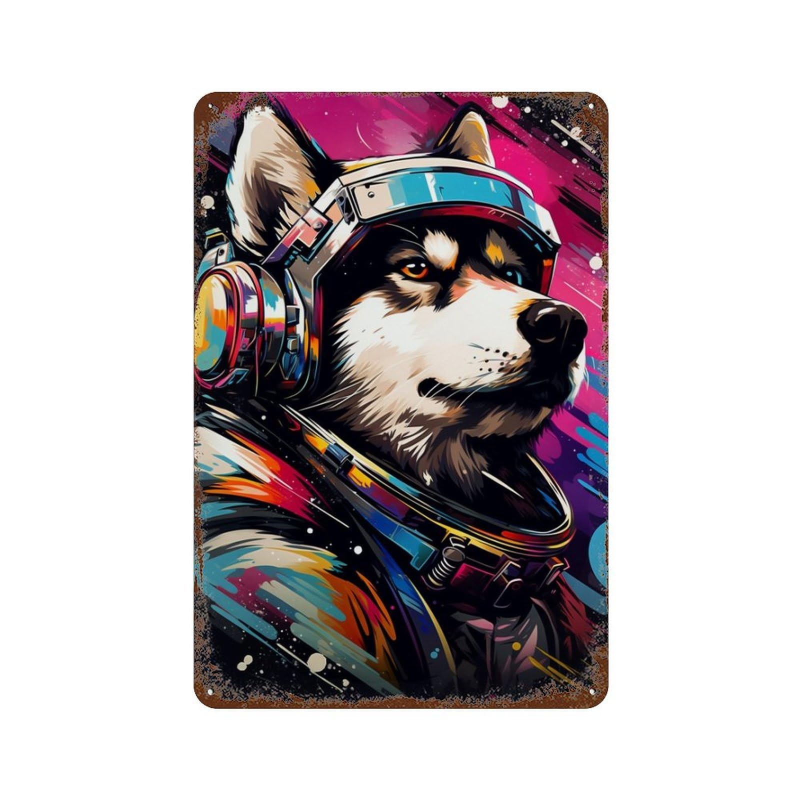 Vintage Rust Metal Sign Space Dog Explorer-144 11.8"x7.9", Vintage Wall Decor for Office, Studio And Wall Decor