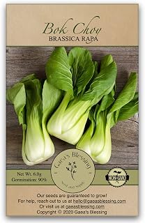 Gaea's Blessing Non-GMO Heirloom Bok Choy Seeds - Canton Pak Choi Chinese Cabbage, 90% Germination, 2g with Planting Guide
