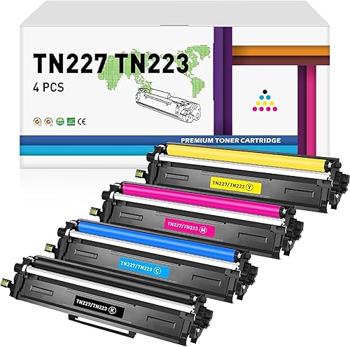 Cartucho de tóner de repuesto compatible para Brother TN227 TN-227 TN227BK TN227C TN227M TN227Y alto rendimiento compatible con impresora