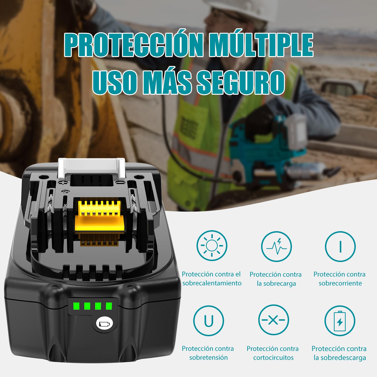 Batería de Repuesto para Makita 18V Batería: 5000mAh Li-Ion batería de Repuesto Compatible con BL1850B BL1850 BL1860B BL1860 194205-3 LXT-400 (2 Unidades) | Batería de ion de litio compatible con BL1860B BL1860 BL1830 194205-3 LXT-400 (2 unidades)