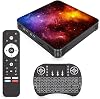 Quad-Core Android TV Box 2026, 4GB+64GB, 8K UHD Display, 2.4G/5G Dual Band Wi-Fi & Bluetooth, HDMI/USB Ports, Mini Wireless Keyboard Included for Streaming & Gaming