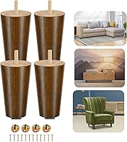 Vista 15 de Yes4All Juego de 4 patas de muebles de madera redondas de 6 pulgadas, pies de repuesto ajustables para sofá, cama, cómoda y otomanas, patas cónicas