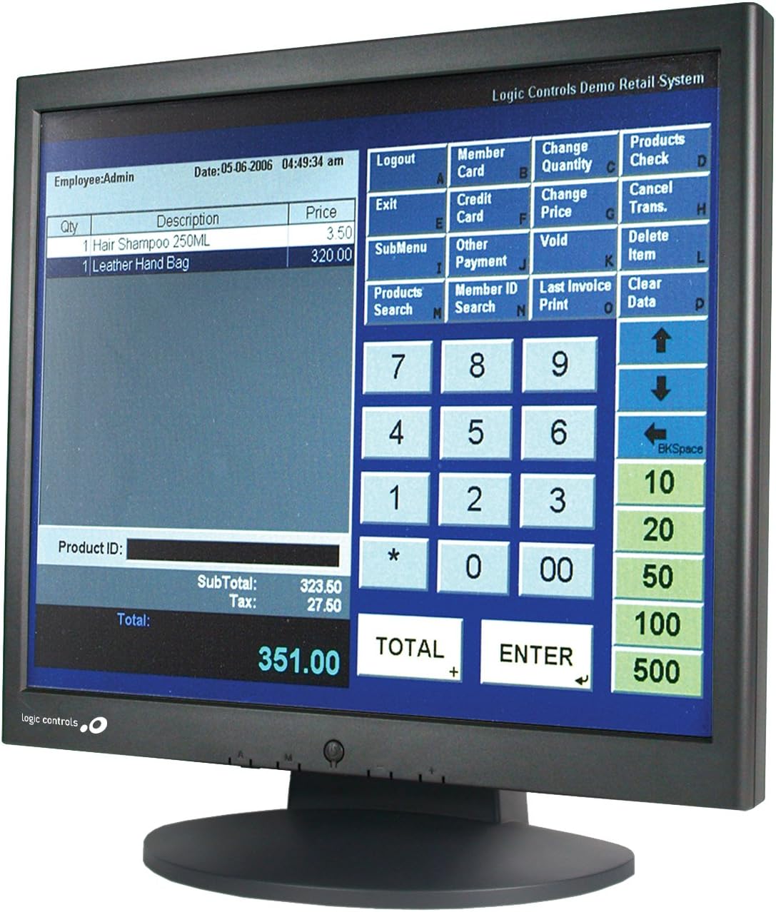 logic controls le1017 17in lcd resistive touch screen usb vga spkr black