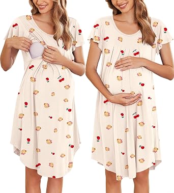 Nursing Nightgown Labor and Delivery Gow Breastfeeding Maternity Dress