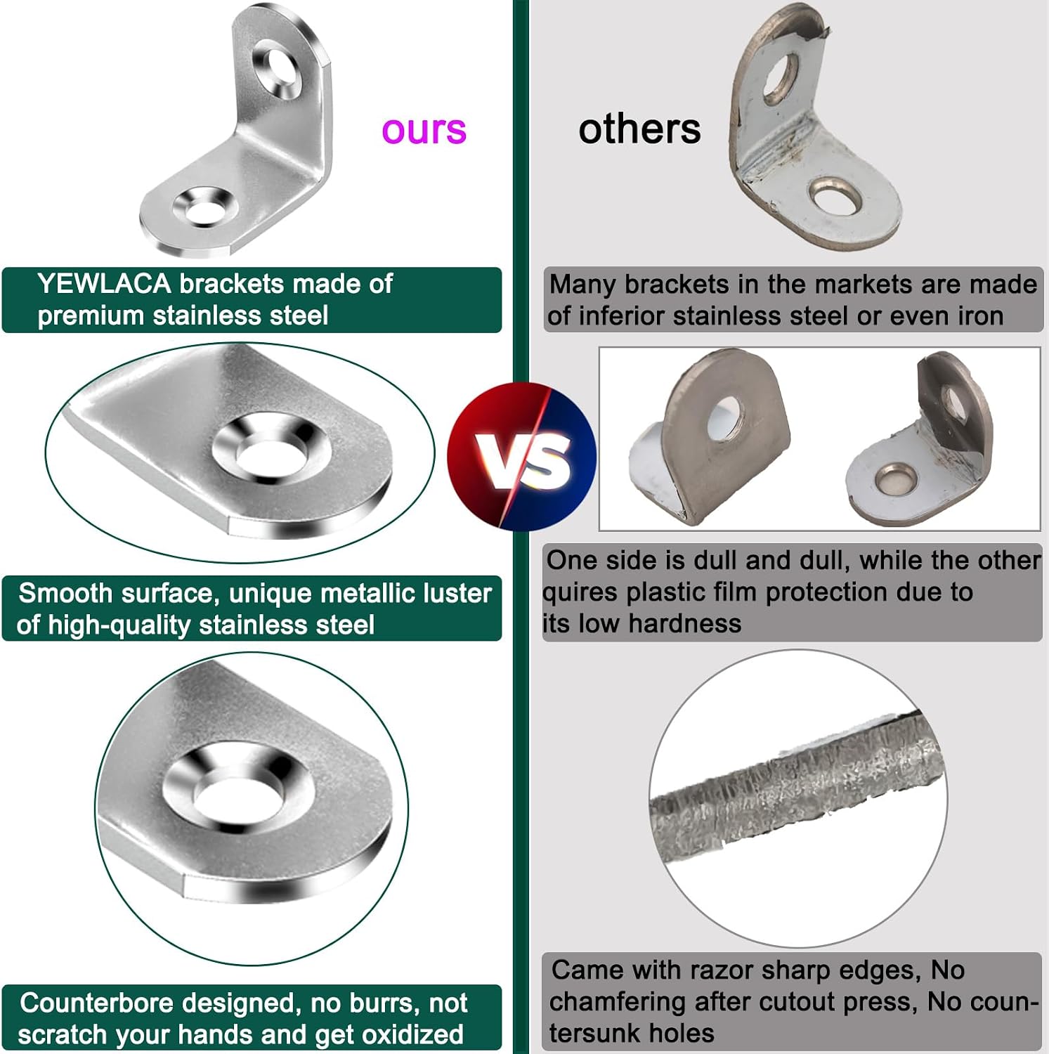 20 PCS Corner Braces 25mm x 25mm Stainless Steel 90 Degree Joints Right Angle Bracket L Shaped Corner Brackets Fastener for Wood Furniture, Screws Included
