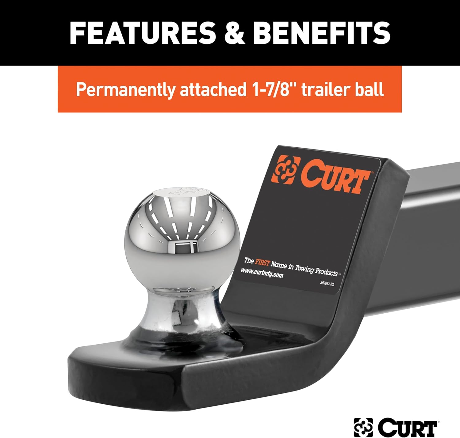 Curt 45131 2" Fusion Ball Mount with 1-7/8" Welded Ball