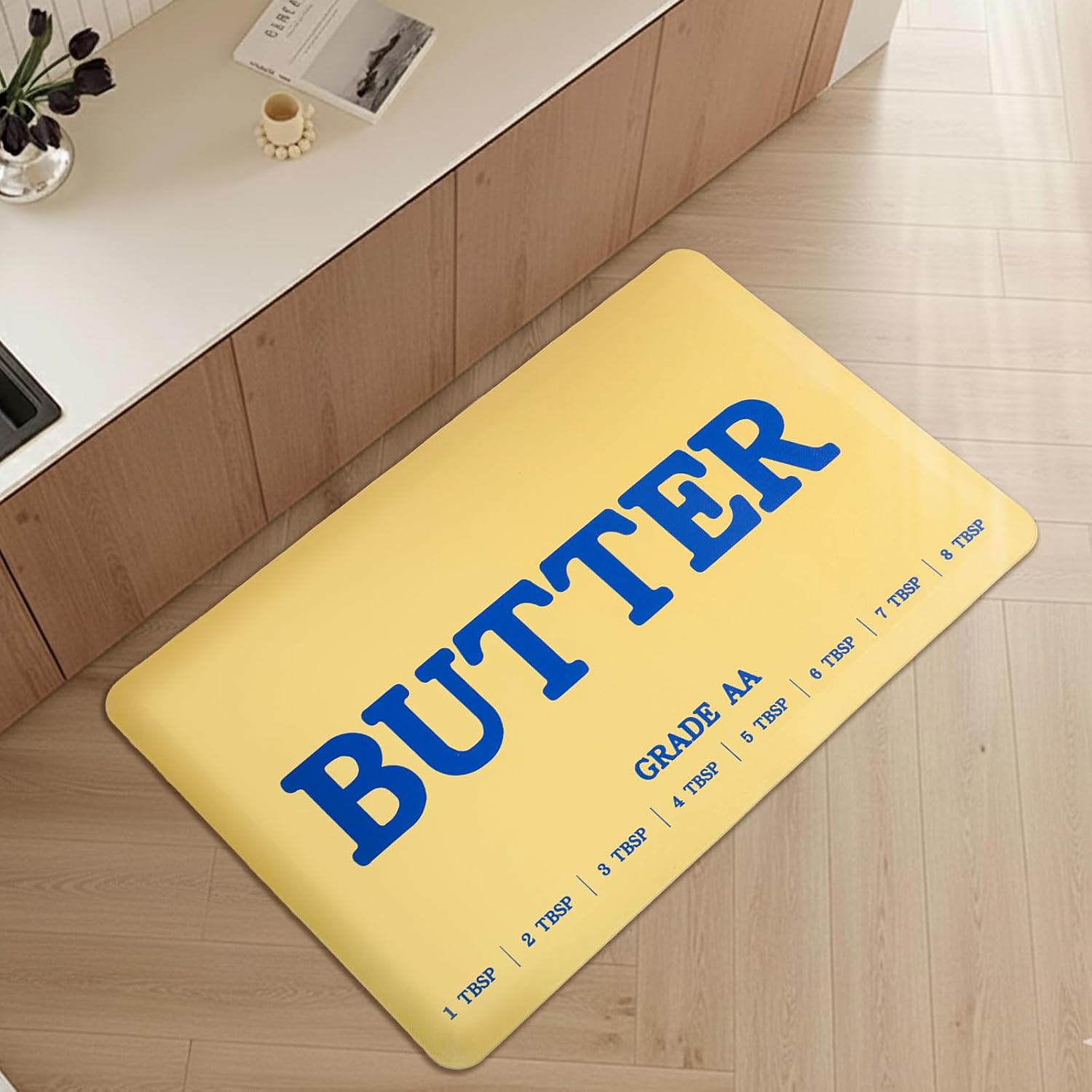 MSJGA Butter Rug Kitchen Rugs for Floor Cushioned Anti-Fatigue Mat 17.3"x28" Non-Slip Standing Desk Mat Comfort Floor Mats for House Sink Office Laundry