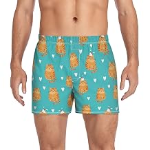 Men's Boxers Short Cute Garfield Cat Soft Underwear Premium Woven Short Inseam Boxer Shorts Sleep Pajamas