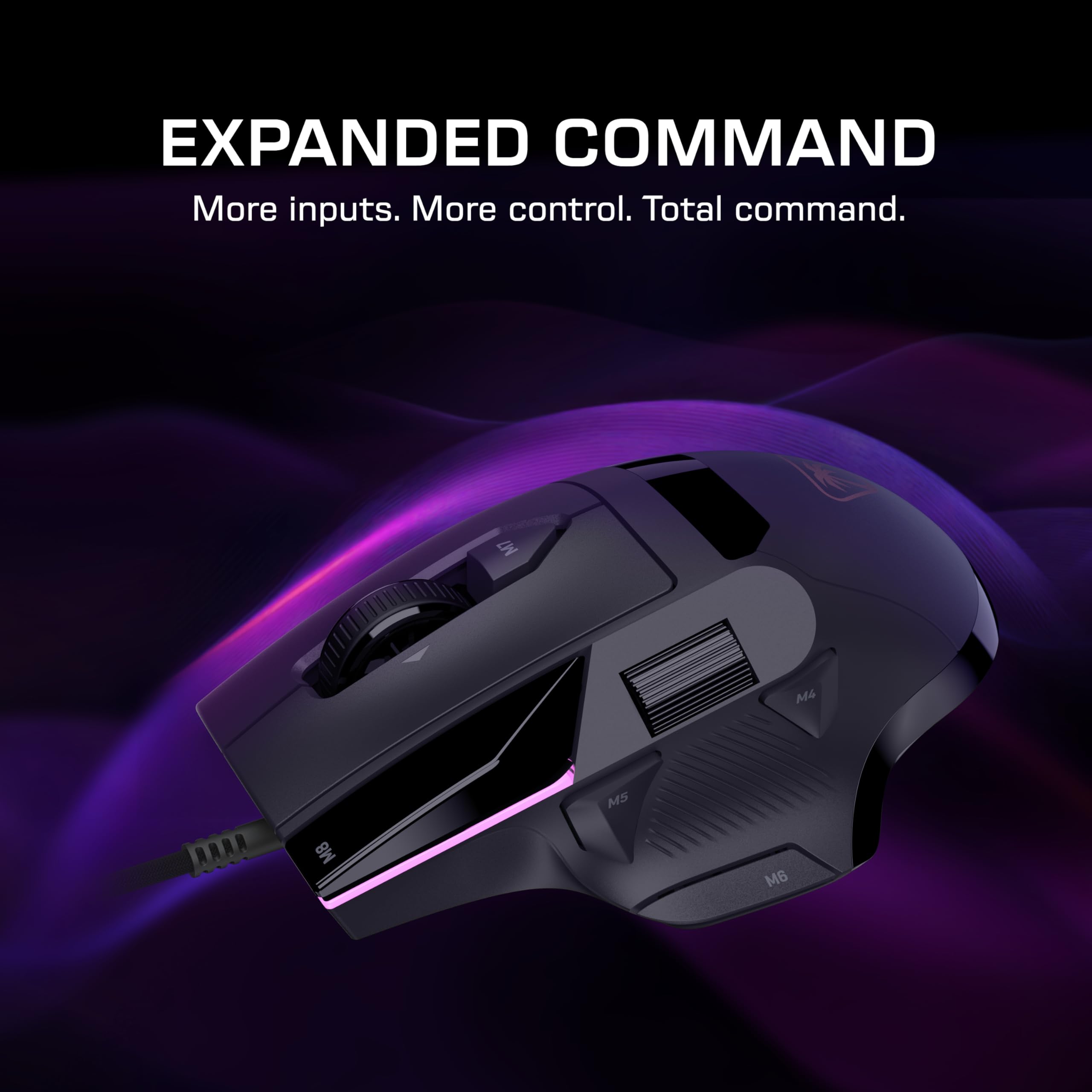Turtle Beach Command Series MC3 Ratón de juego con cable - sensor óptico Owl-Eye de 30 000 PPP, rueda de desplazamiento 4D, frecuencia de muestreo de 1000, interruptores ópticos Titan, iluminación RGB
