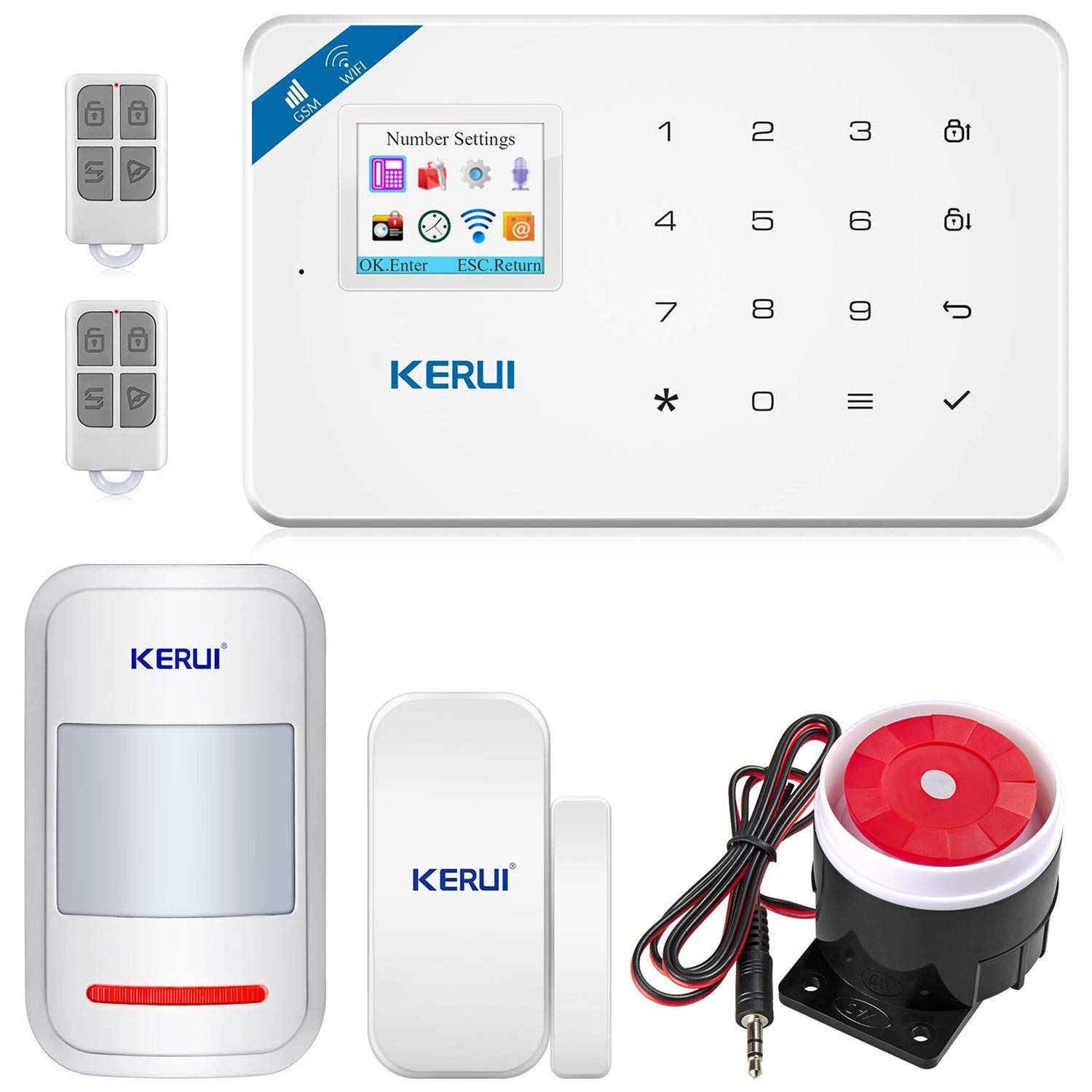 KERUI W18 Only 2.4G WIFI GSM Wireless Basic Burglar Security Alarm System DIY Kit for Home Apartment Auto Dial,APP Control,Not Support Google&Alexa