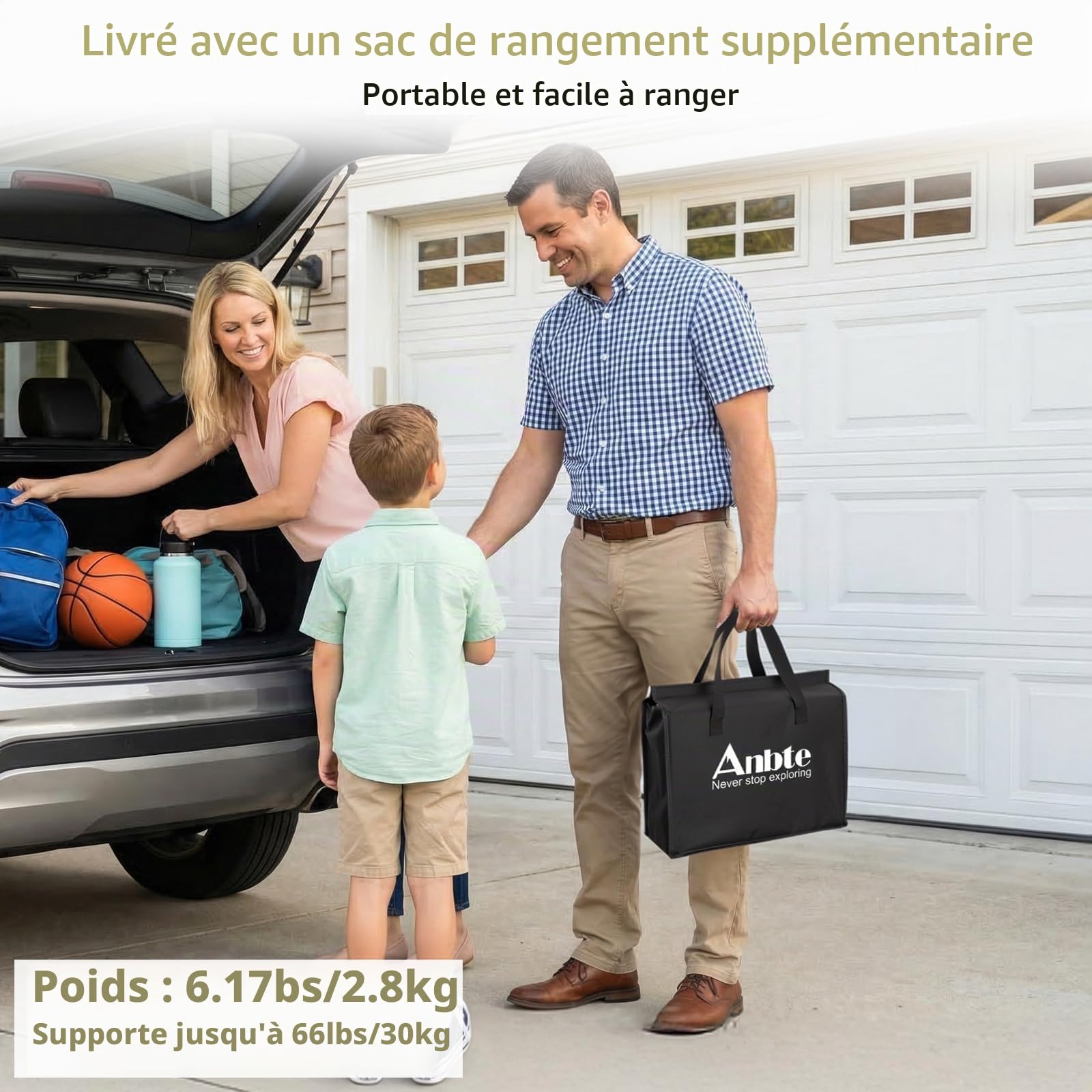 Anbte Table de Pique-Nique Pliante Basse 87x40x26cm, Noir | Aluminium Renforcé avec Sac de Rangement, Poignée Portable, Légère, Supporte jusqu'à 30 kg, pour Camping, Plage, BBQ