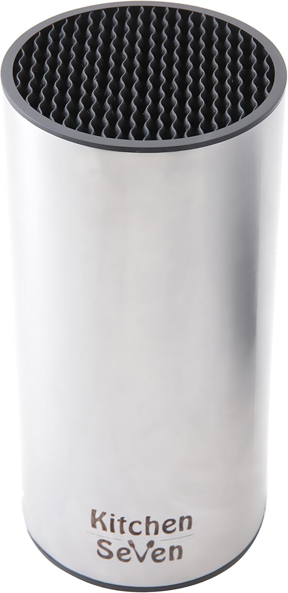 Universal Knife Block - Stainless Steel Kitchen Knife Holder Without Knives - Round Space -Saver Knife Storage Stand safely stores knives while keeping blades clean and sharp
