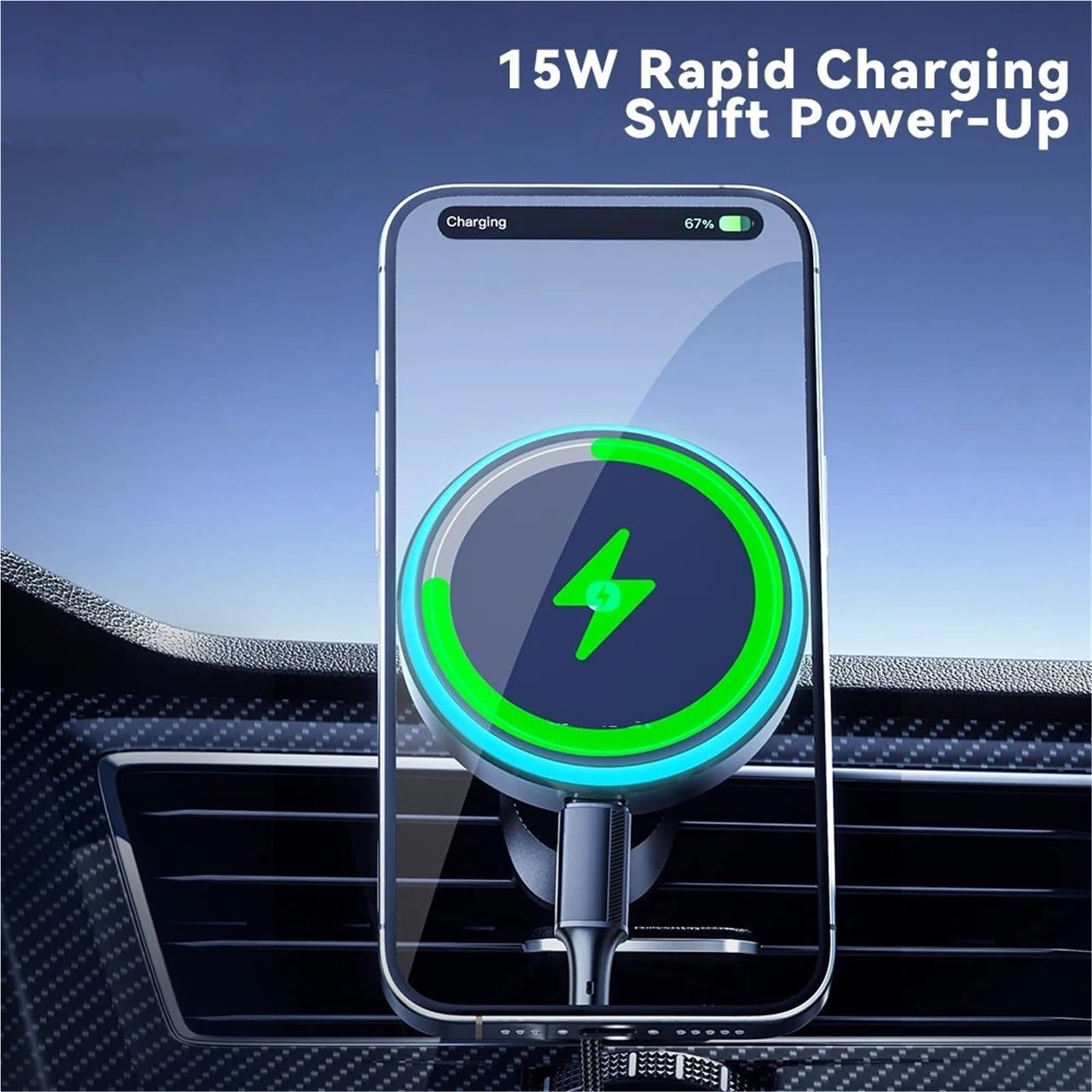 Magnetyczny uchwyt samochodowy na telefon 15 W bezprzewodowa ładowarka do iPhone'a 15 14 13 Pro Max Uchwyt samochodowy do ładowarki(Combination Model)