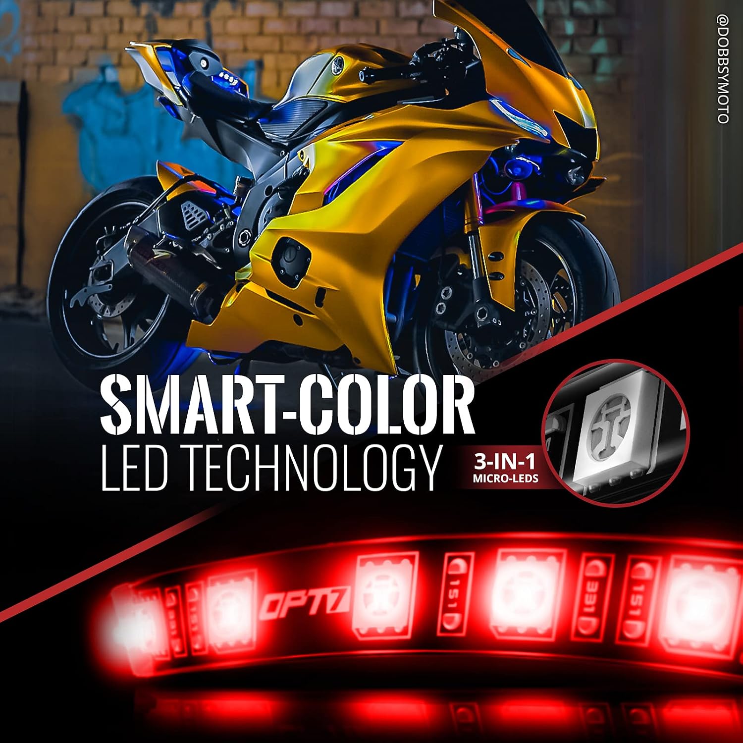 OPT7 4pc Aura LED Expansion Pack - 4" Inline Strips with Splitters and Extensions