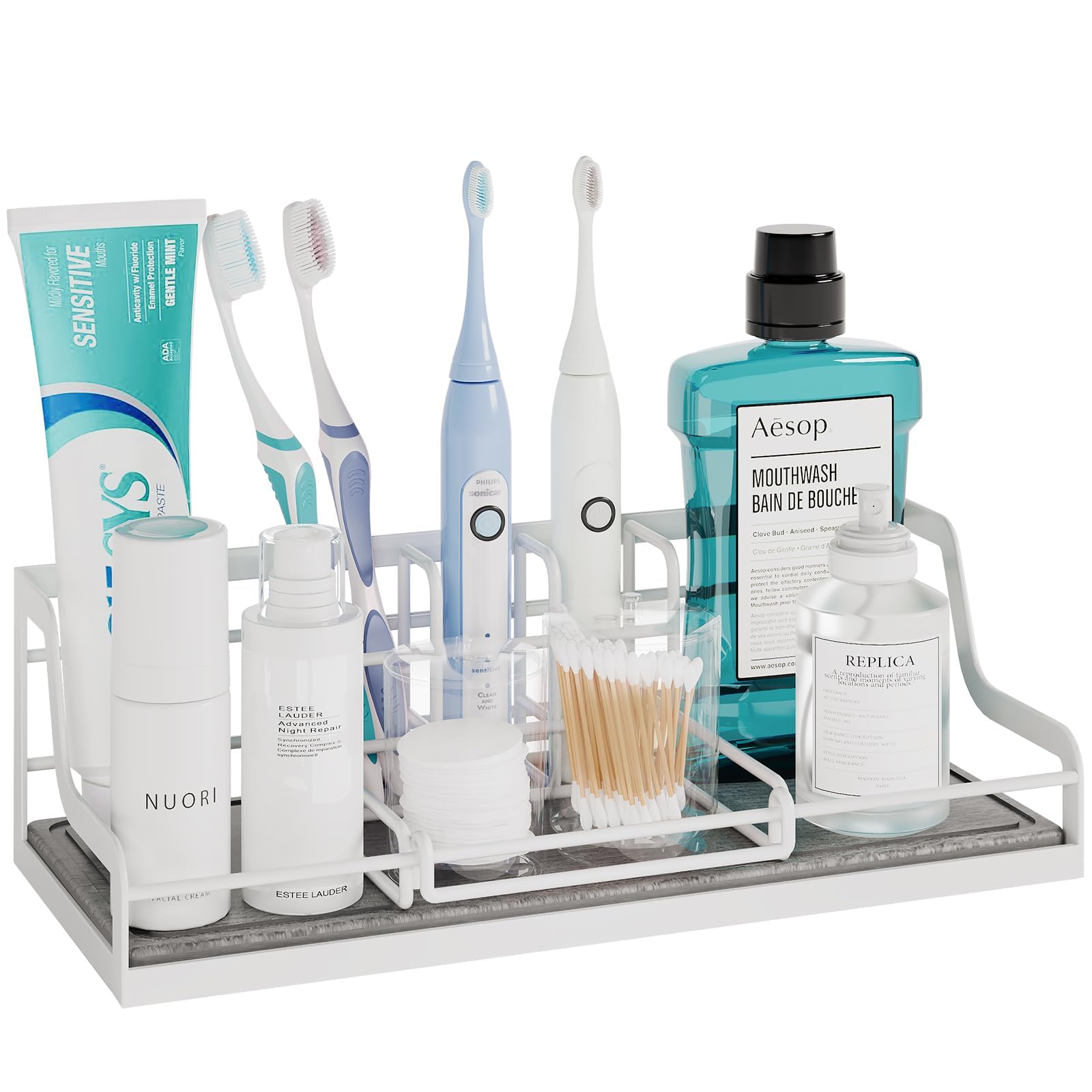 Porte brosse à dents 6 emplacements blanc organisateur de salle de bain modulable