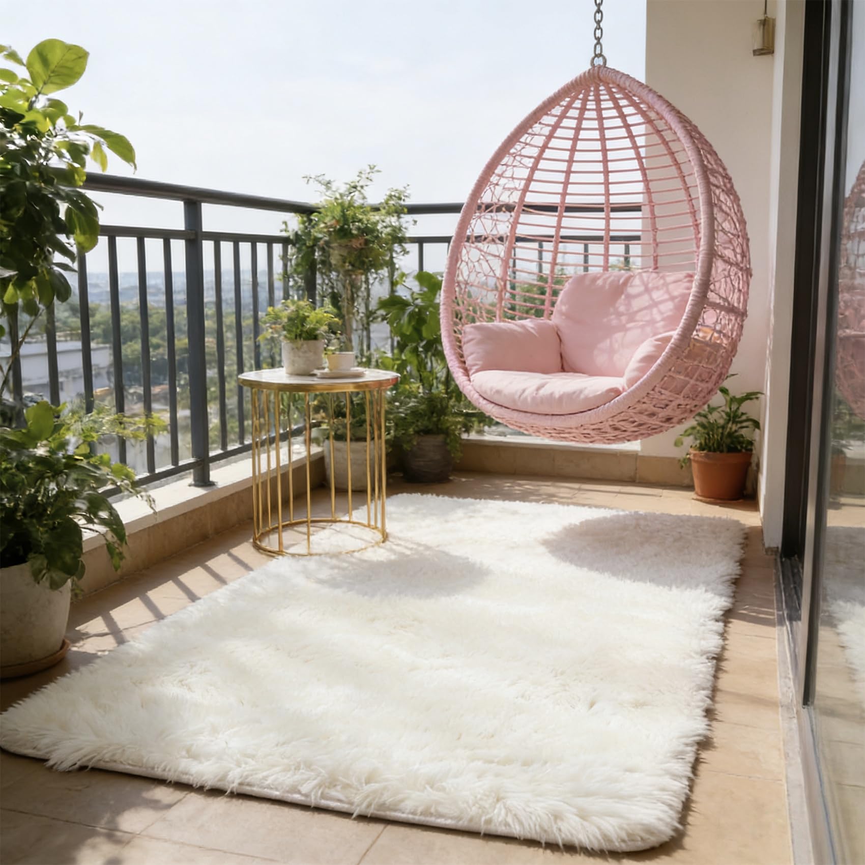 Tapis de salon cocooning blanc pour chambre chaleureuse et couloir