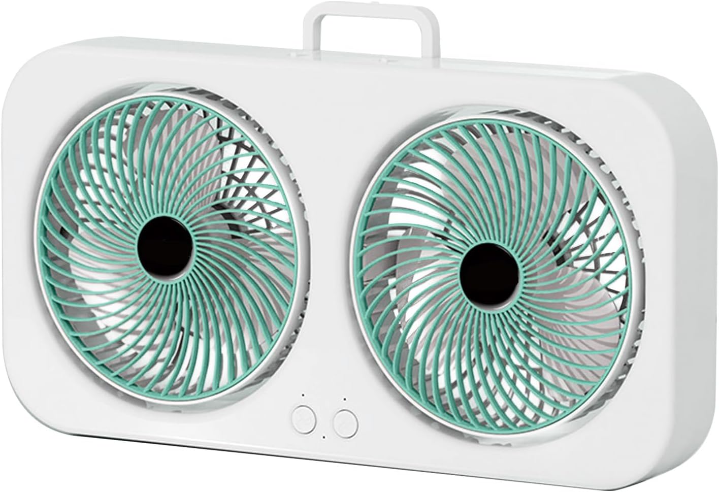 Tabletop Dual USB Rechargeable Fan 360 Air Circulation Desk Fan Wall Mounted Portable Cooling Fan for Home Dorm Green