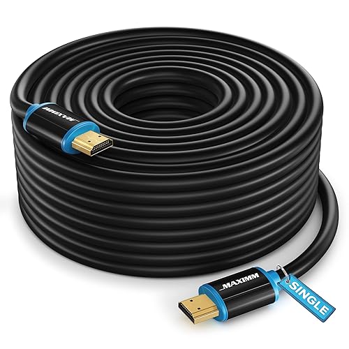 Maximm - Cable HDMI 2.0 4K de alta velocidad (incluye clips de cable, empates y adaptador de ángulo recto) en múltiples tamaños y paquetes azul - 2