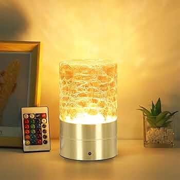 LINNMON LED Table lamp, Mini Size, 10-Way Dimmable Bedside Lamps with Remote Control, 4 Different Lighting Modes&16 Color Display for Bedroom, College Dorm and Kitchen (Small+RGB, Golden)