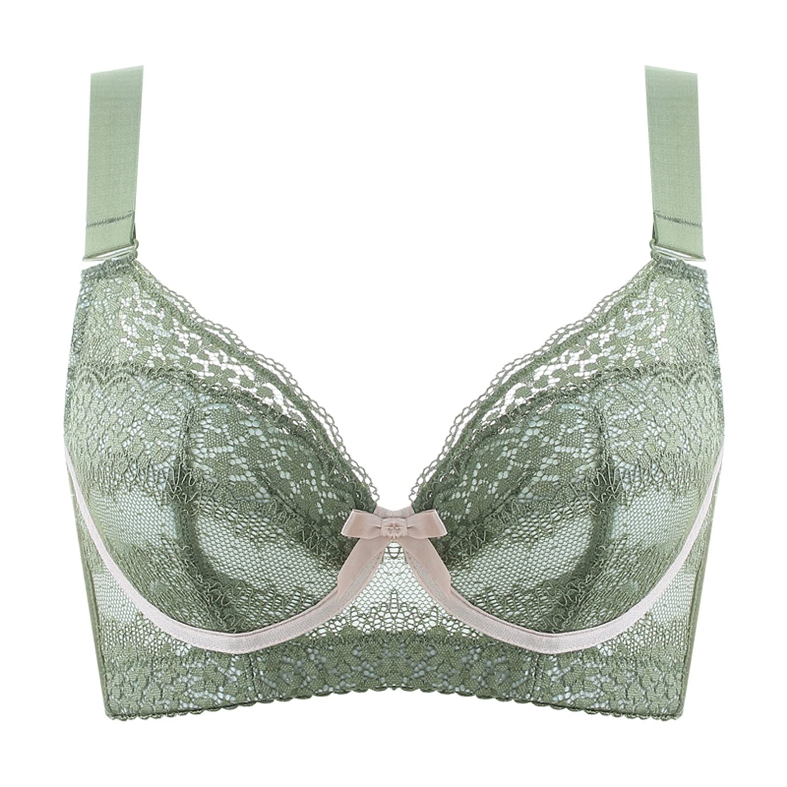 WENJUN Sujetadores push up para mujer de talla grande, sujetador de encaje ultrafino sexy con