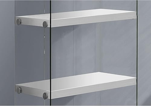 Vista 4 de Monarch Specialties I Librero Etagere de 5 estantes, aspecto contemporáneo con marco de vidrio templado, estantería de 60 pulgadas de alto, (blanco)