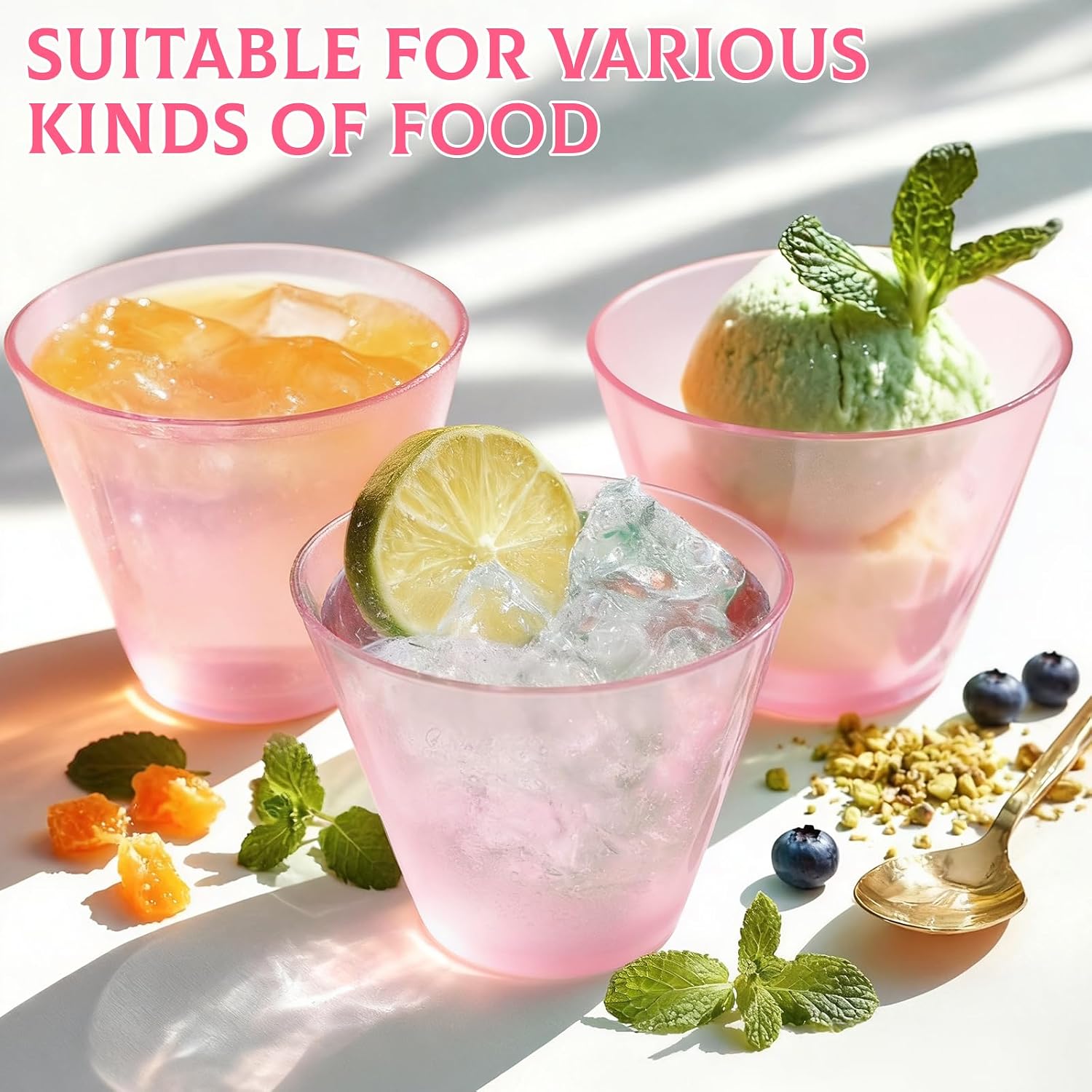  9 OZ Pink Disposable Plastic Cups Cocktail Cup 50 Pack thumbnail