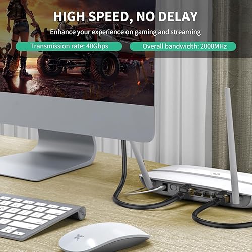 Miniatura 6 de Cable Ethernet Cat 8 de 10 pies, cable Ethernet resistente, cable de Internet, cable LAN de alta velocidad, más rápido que el cable Ethernet Cat7Cat