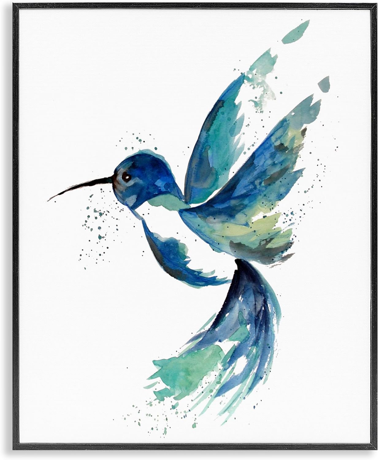 Stupell Industries 'Modern Blue Hummingbird Flying', Framed Giclee Art, Black, 16 x 20 Inches, Easy to Hang and Sturdy, Made in USA, by Sebastian Grafmann