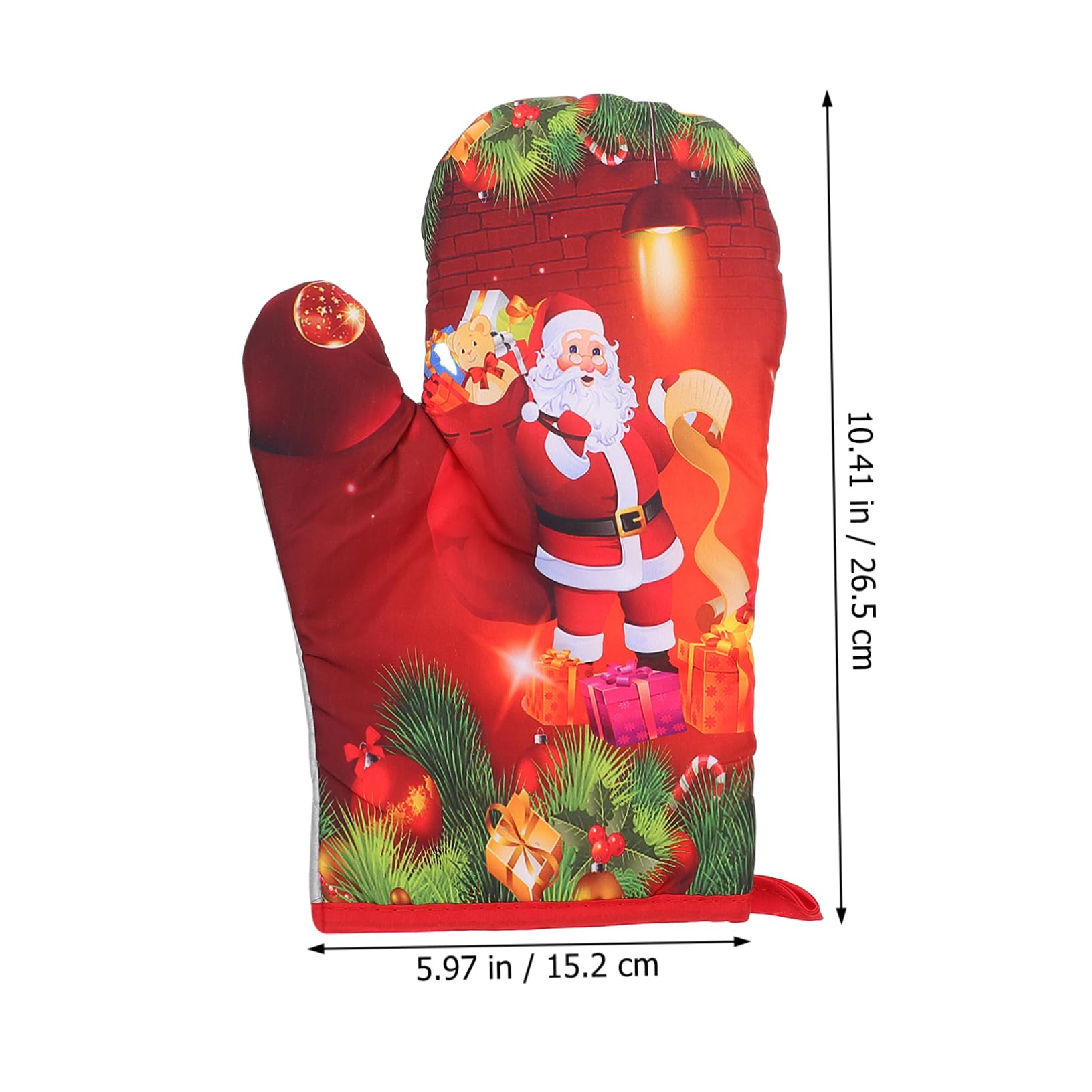ULTECHNOVO 4stücke Hitzebeständiger Ofenhandschuh Küchenhandschuh Topflappen Hitzebeständiges Kissen Weihnachtshandschuh Rot