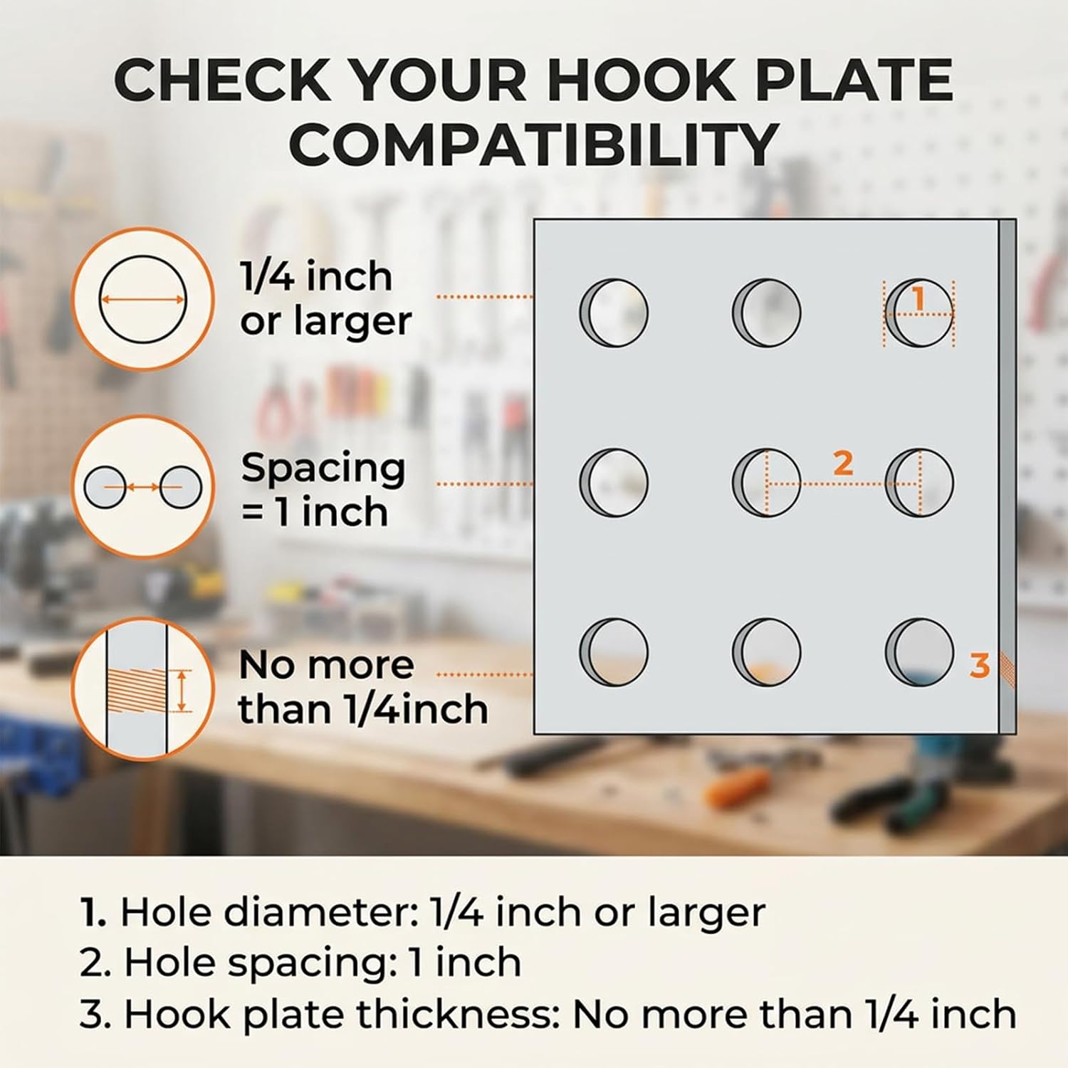 20 Pack 8" Pegboard Shelf Hooks, 1/4 in Secure&Stable | Peg Board Organizer Accessories, Display and Storage Rack Shelves and Baskets Brackets for Garage Workbench Art Craft Office