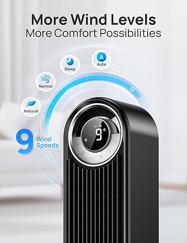 Miniatura 4 de Dreo Ventiladores de torre inteligentes para el hogar, ventilador oscilante de 90 para dormitorio en interiores, piso de control de voz con