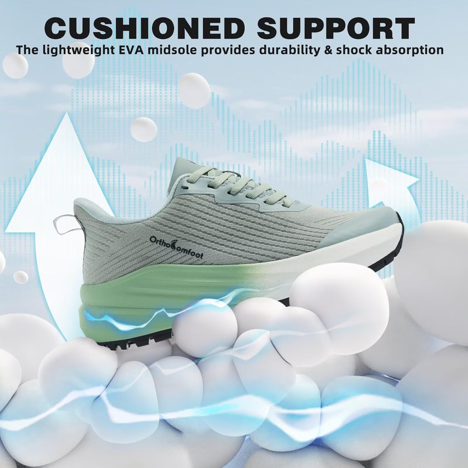 OrthoComfoot Men's Orthopedic Plantar Fasciitis Shoes: Wide Toe Box Arch Support Diabetic Sports Sneakers, Fashion Casual Hammer Toes Shoes for Foot and Heel Pain Relief