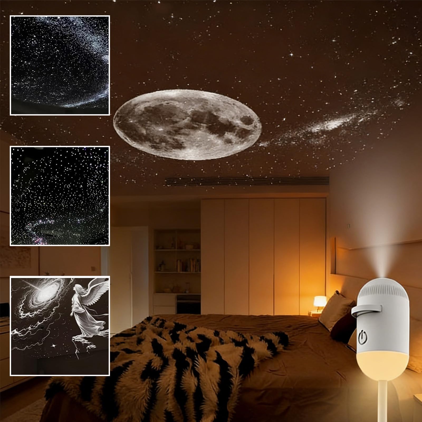 Galix Proiettore Stelle Luci Notturne, Galaxy Projector Night Light,Proiettore Soffitto, Con 6/12/24 Scene Di Proiezione Sostituibili per Camere, Soggiorni oFeste，24-image