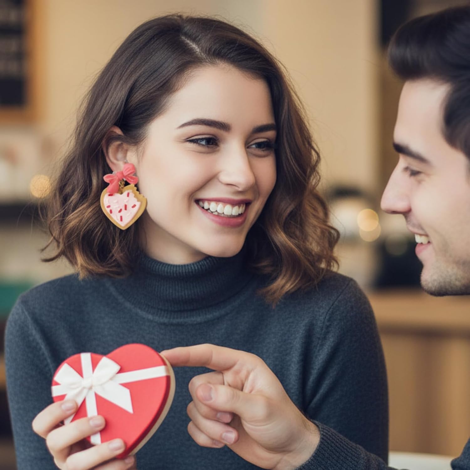 Cunno 4 Pairs Cute Love Earrings for Women Polymer Clay Earrings Handmade Heart Jewelry Gifts for Mother Mom Wife Accessories(Valentine Day) - Image 8