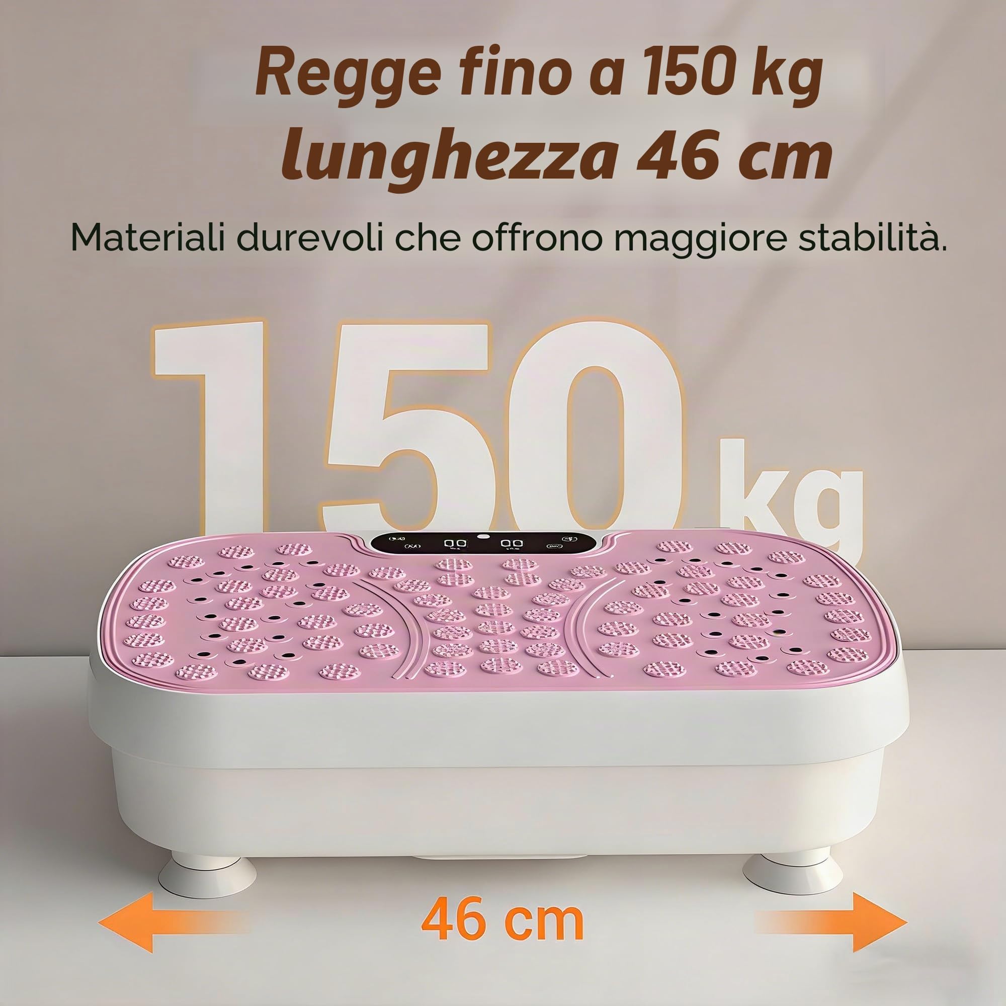 Piastra vibrante per la casa – Piastra vibrante con 3 modalità di allenamento, portata 150 kg, silenziosa fitness, vibrazione, piastra diminuzione, allenamento completo con 2 fasce di resistenza