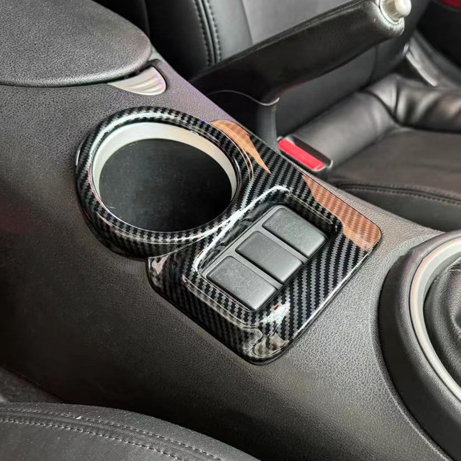 Carbon Fiber Style Center Console CupHolder Seat Heating Button Panel Cover Armrest Box Trim Accessories for Nissan 370Z