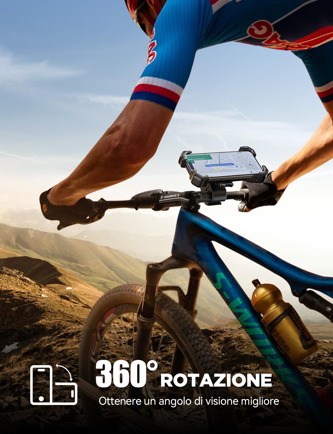 JOYROOM 2025 Supporto Telefono Bicicletta, [1s Blocco][100mph Militare Antivibrante] Porta Cellulare Moto, [5s Installazione] Universale Manubrio Holder per iPhone 17/Samsung S25 4,7-7" Smartphone