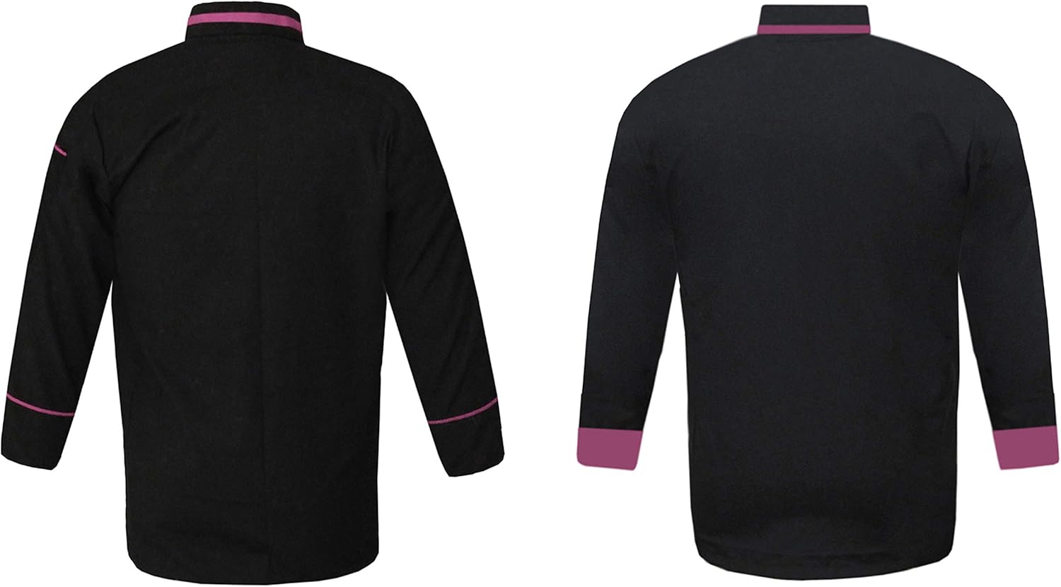 Soft & Comfort Men Black Chef Jacket Pink Strip Pack of 2 (Size-M)