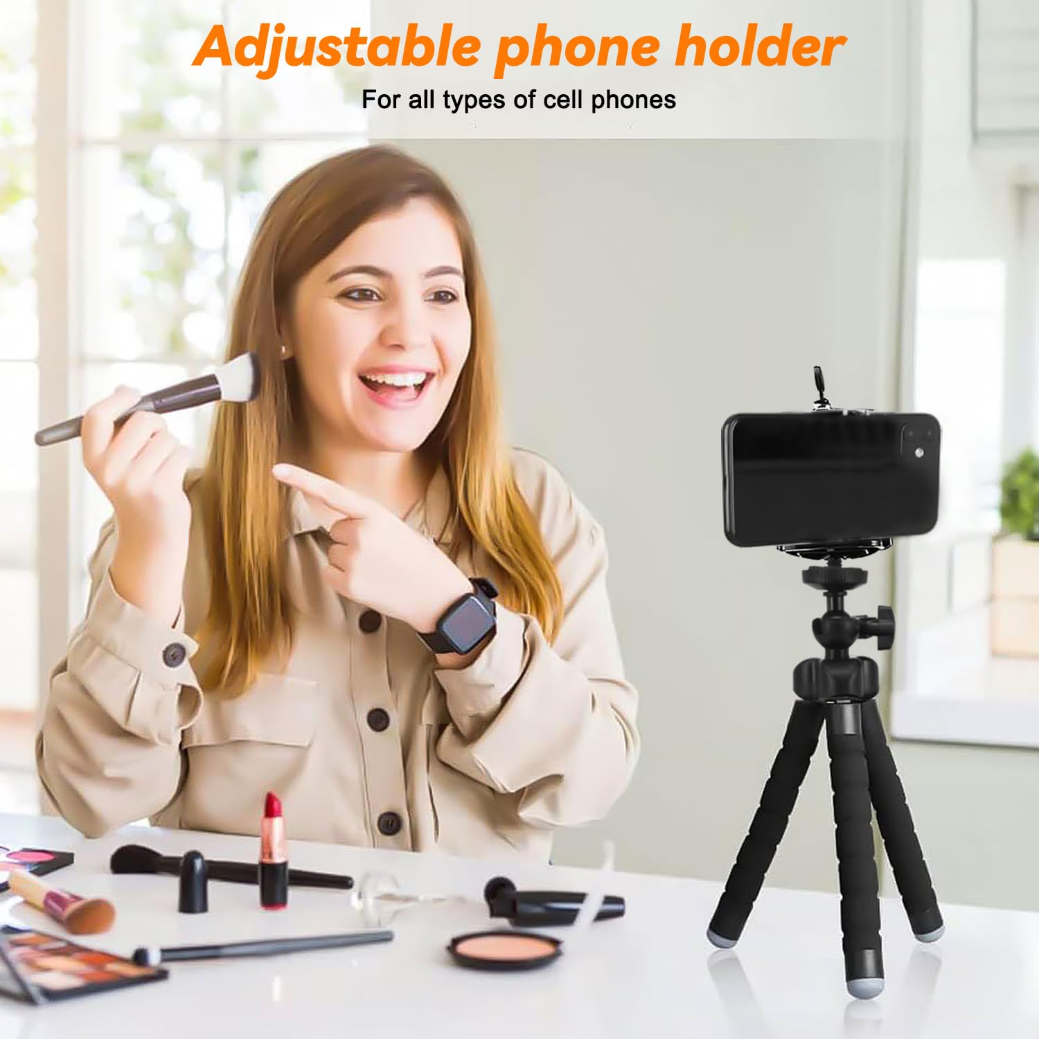 Treppiede Per Smartphone Con Telecomando - Cavalletto Regolabile 360°, Compatibile Con IPhone E Android - Foto 2