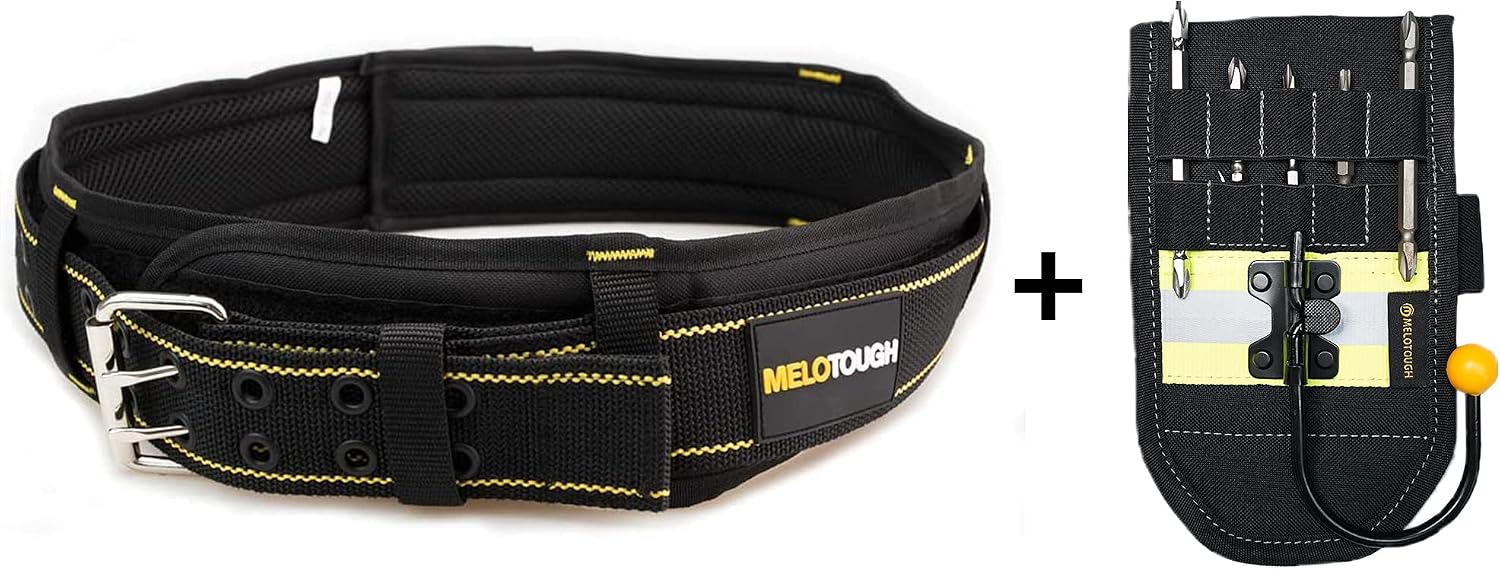 MELOTOUGH Tool Belt Padded Tool Belt of Heavy Duty Work & Cordless Drill Holder Hook Drill/Power Tool Holder with Drill Bit Tote