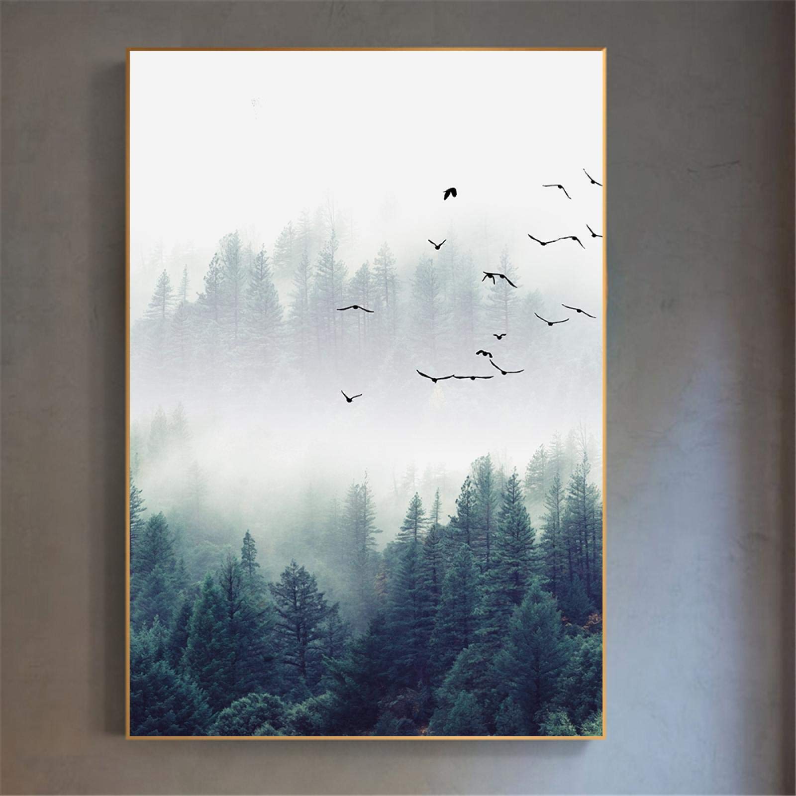 Bomen in de mist | abstract aquarel schilderij landschap bos